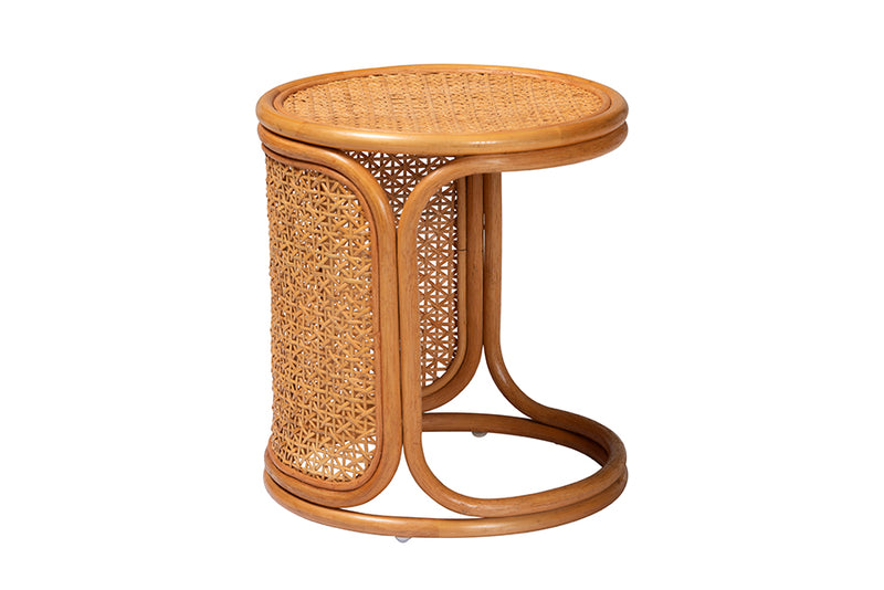 Julia Bohemian Honey Rattan End Table