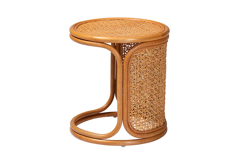 Julia Bohemian Honey Rattan End Table