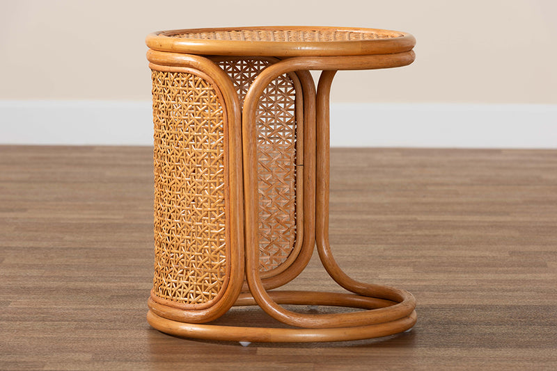 Julia Bohemian Honey Rattan End Table