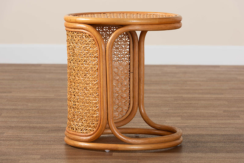 Julia Bohemian Honey Rattan End Table Baxton