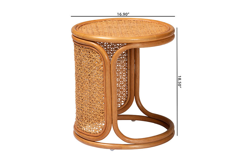 Julia Bohemian Honey Rattan End Table Baxton