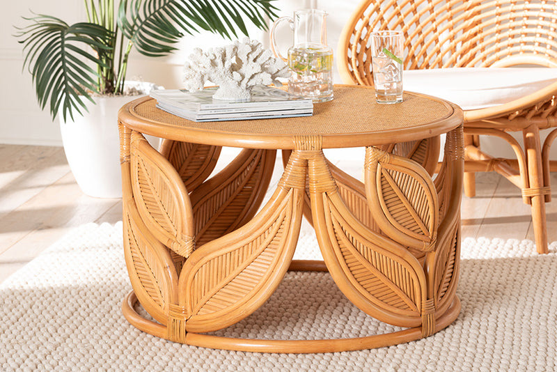 Anila Modern Bohemian Natural Rattan Coffee Table