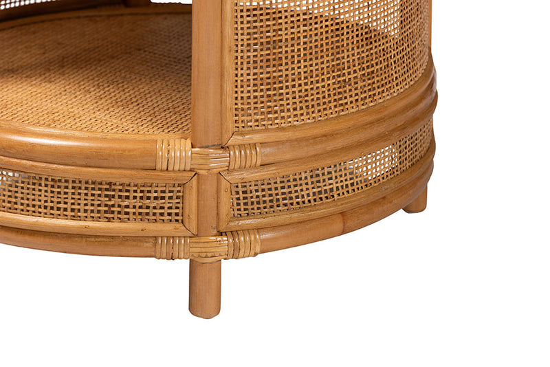 Ornella Natural Brown Rattan End Table Baxton