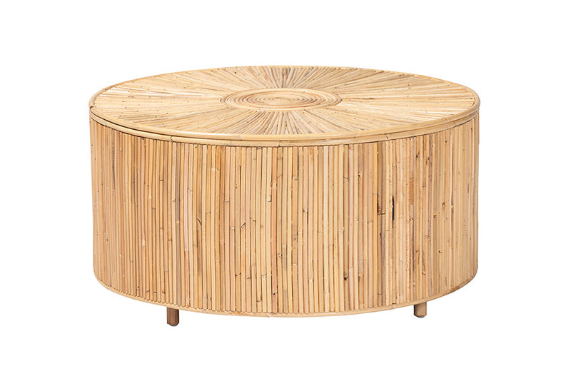 Jenibelle Bohemian Light Honey Rattan Coffee Table Baxton