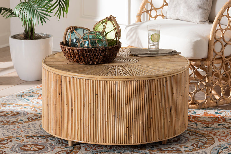 Jenibelle Bohemian Light Honey Rattan Coffee Table