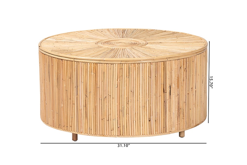 Jenibelle Bohemian Light Honey Rattan Coffee Table