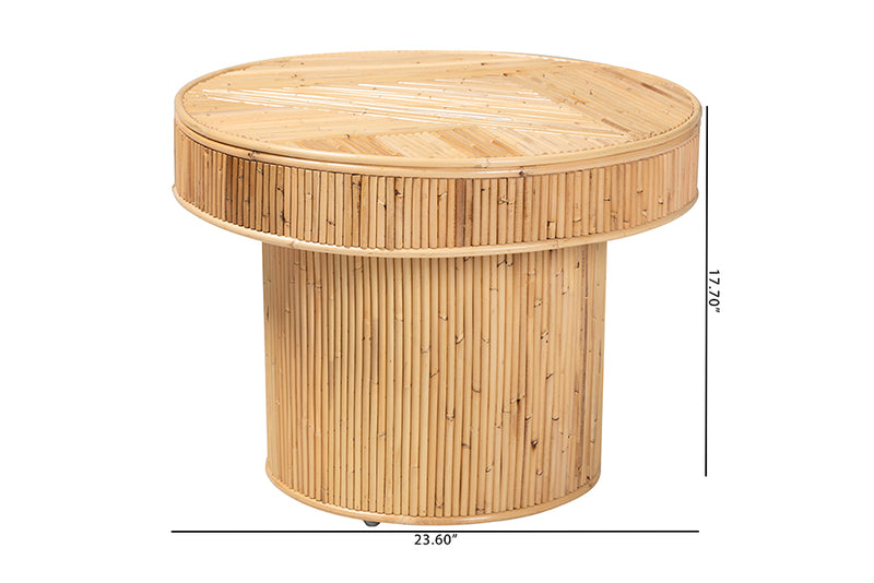 Harrison Modern Bohemian Natural Rattan End Table