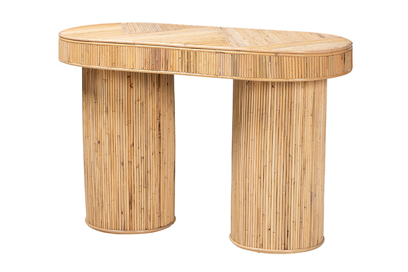 Harrison Modern Bohemian Natural Rattan Console Table