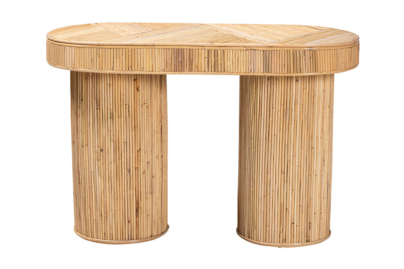 Harrison Modern Bohemian Natural Rattan Console Table