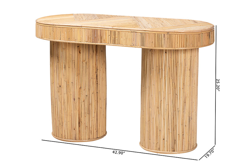 Harrison Modern Bohemian Natural Rattan Console Table