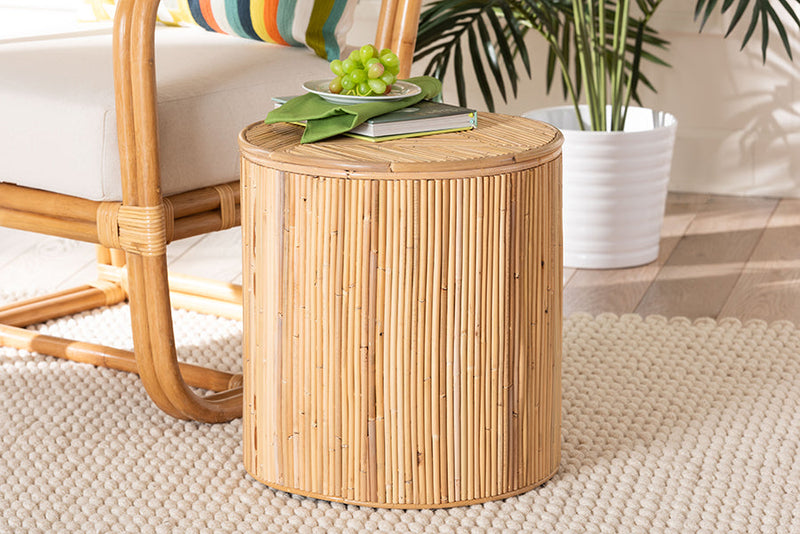Armand Natural Rattan End Table Baxton