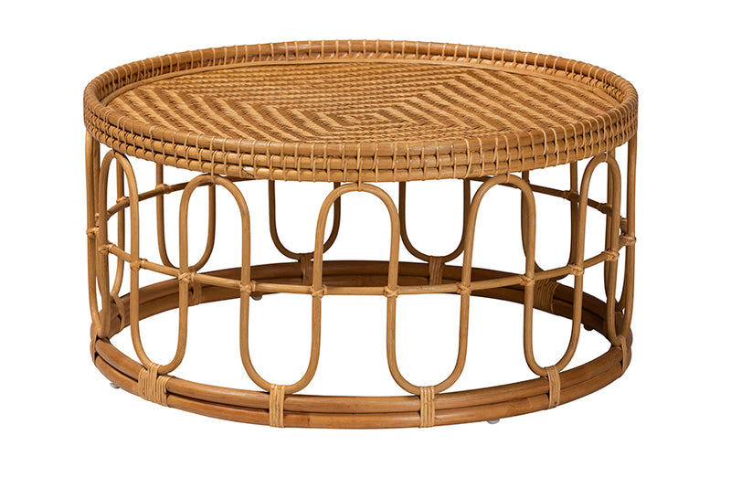 Manchester Modern Bohemian Light Honey Rattan Coffee Table