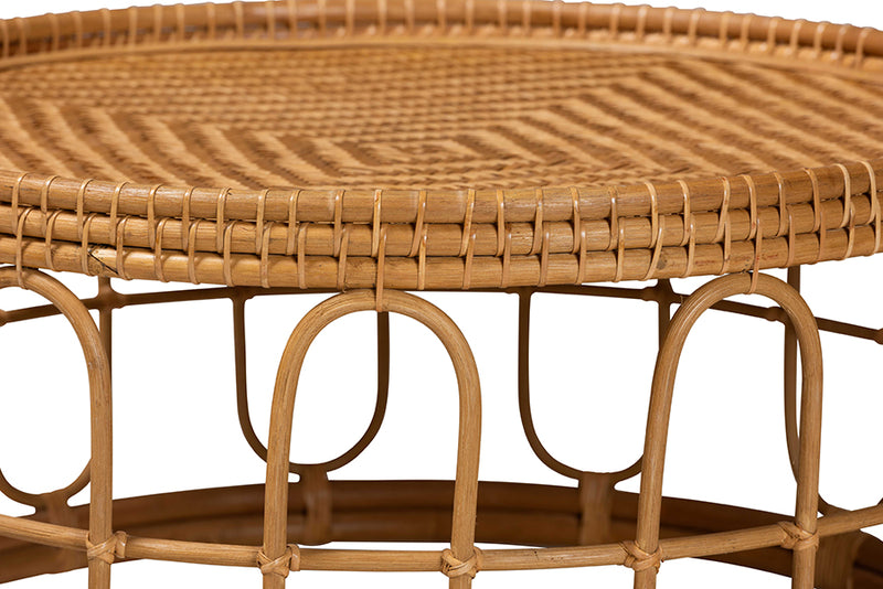 Manchester Modern Bohemian Light Honey Rattan Coffee Table