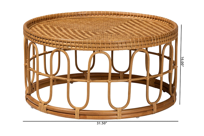 Manchester Modern Bohemian Light Honey Rattan Coffee Table