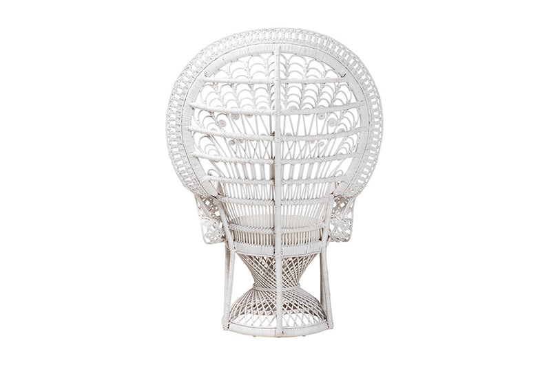 Rondell White Natural Rattan Peacock Chair Baxton