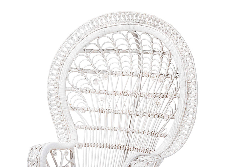 Rondell White Natural Rattan Peacock Chair Baxton