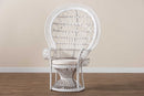 Rondell White Natural Rattan Peacock Chair Baxton