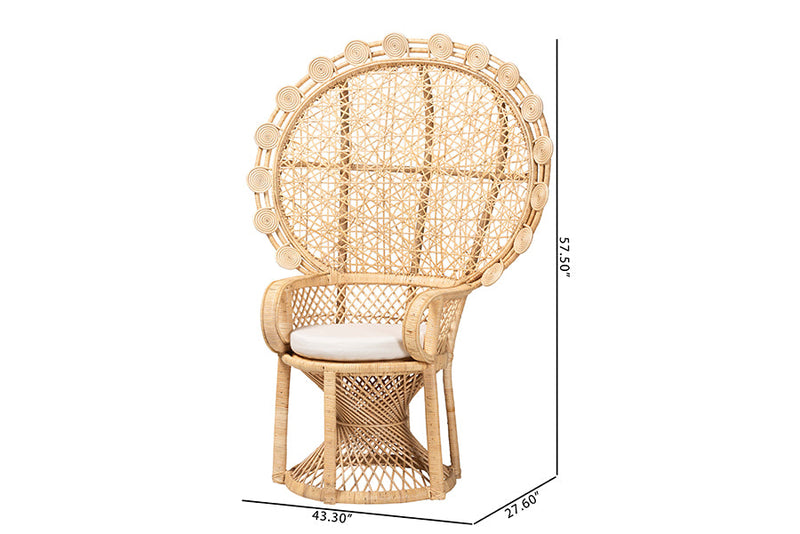 Calvin Natural Brown Rattan Peacock Chair Baxton