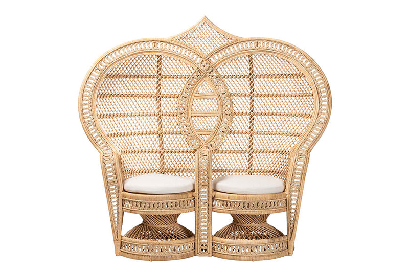 Idana Natural Brown Rattan Two-Seater Peacock Chair Baxton