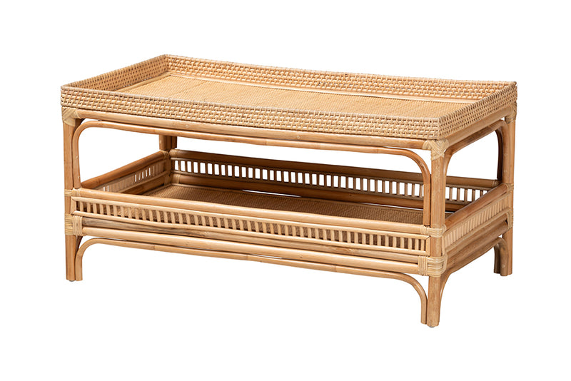 Devlin Modern Bohemian Natural Rattan Coffee Table