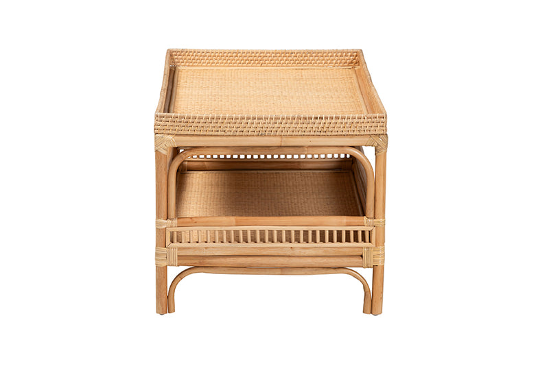 Devlin Modern Bohemian Natural Rattan Coffee Table