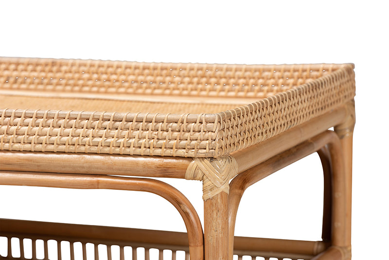 Devlin Modern Bohemian Natural Rattan Coffee Table