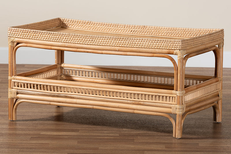 Devlin Modern Bohemian Natural Rattan Coffee Table