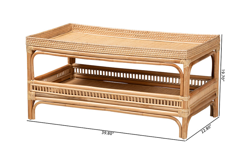 Devlin Modern Bohemian Natural Rattan Coffee Table