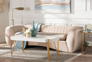 Charlottle Champagne Beige Velvet Fabric Sofa Baxton