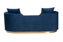 Norman Navy Blue Velvet and Brushed Gold Metal Sofa Baxton