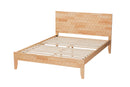 Muriel Japandi Carved Honeycomb Natural Queen Size Platform Bed Baxton