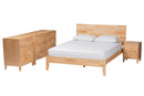 Muriel Japandi Carved Honeycomb Natural King Size 4Pc Bedroom Set Baxton
