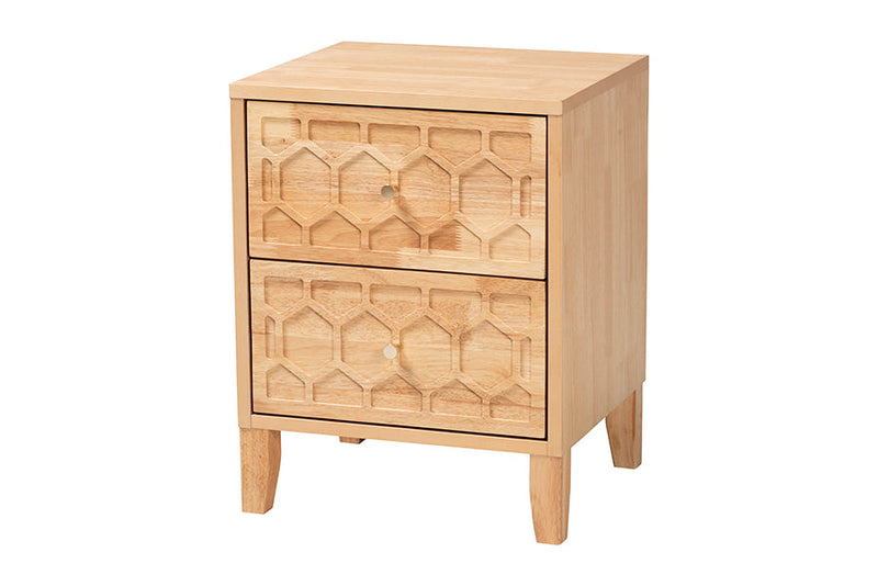 Muriel Japandi Carved Honeycomb Natural King Size 4Pc Bedroom Set Baxton