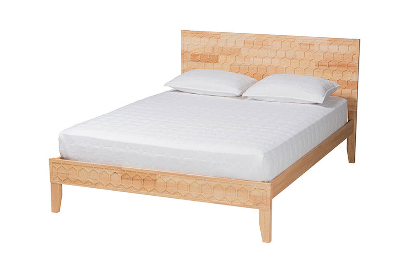 Muriel Japandi Carved Honeycomb Natural King Size 5-Piece Bedroom Set Baxton