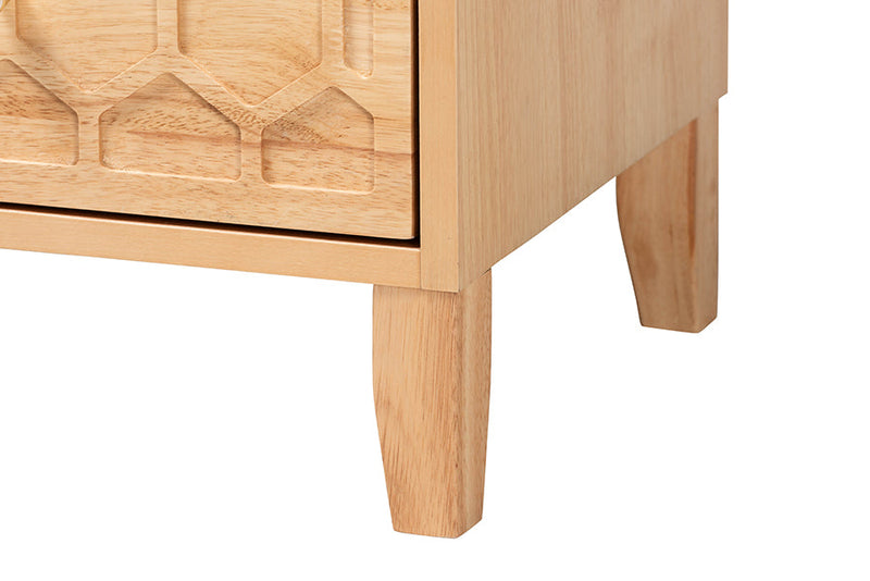 Muriel Japandi Carved Honeycomb Natural King Size 5-Piece Bedroom Set Baxton