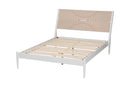 Hazel Coastal White King Size Platform Bed w/Carved Contrasting Headboard Baxton