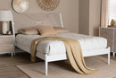 Hazel Coastal White Queen Size Platform Bed w/Carved Contrasting Headboard Baxton