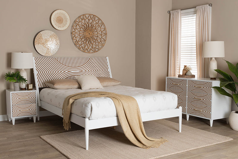 Hazel Carved Contrasting 3-Piece Bedroom Set Baxton