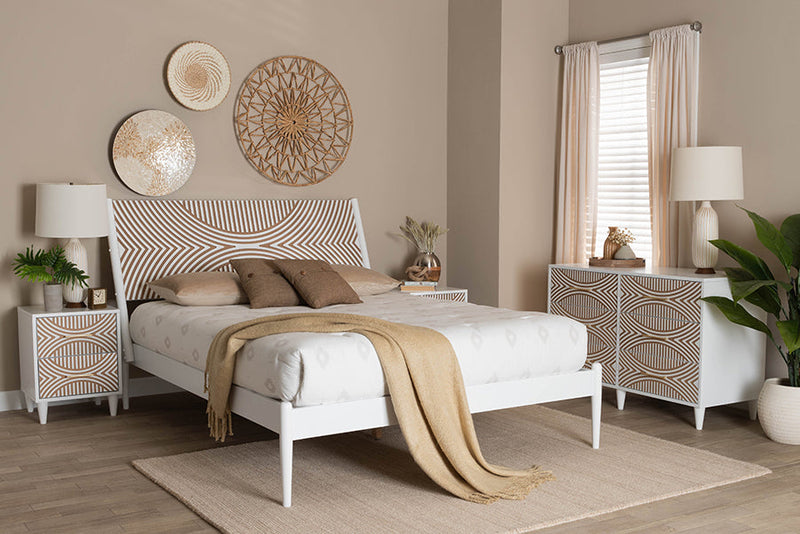 Hazel Carved Contrasting 4Pc Bedroom Set Baxton