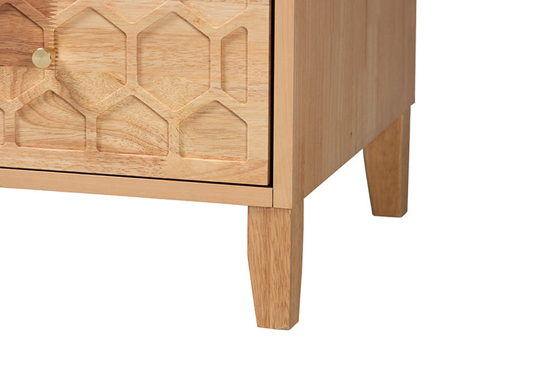 Muriel Japandi Carved Honeycomb Natural 6-Drawer Dresser Baxton