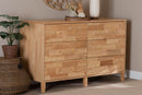 Muriel Japandi Carved Honeycomb Natural 6-Drawer Dresser Baxton