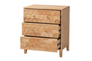 Muriel Japandi Carved Honeycomb Natural 3-Drawer Chest Baxton