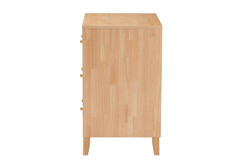 Muriel Japandi Carved Honeycomb Natural 3-Drawer Chest Baxton