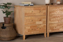 Muriel Japandi Carved Honeycomb Natural 3-Drawer Chest Baxton