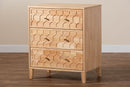 Muriel Japandi Carved Honeycomb Natural 3-Drawer Chest Baxton
