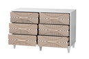 Hazel Coastal White Carved Contrasting 6-Drawer Dresser Baxton