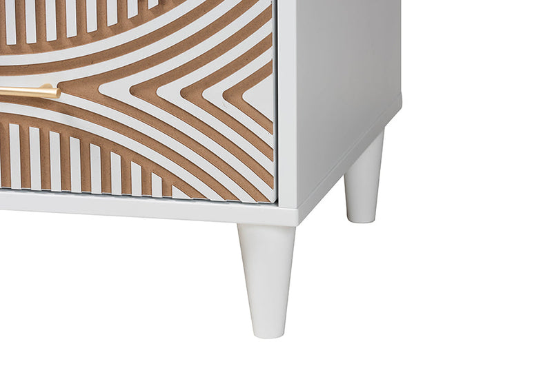 Hazel Coastal White Carved Contrasting 6-Drawer Dresser Baxton