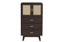 Freya Espresso Brown Wood 3-Drawer Storage Chest w/Rattan door Baxton