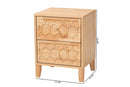 Muriel Japandi Carved Honeycomb Natural 2-Drawer Nightstand Baxton
