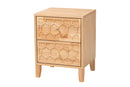 Muriel Japandi Carved Honeycomb Natural 2-Drawer Nightstand Baxton